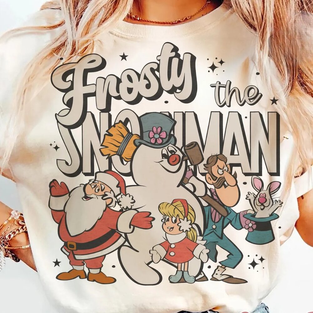 Christmas Frosty the Snowman, Vintage Style Christmas Comfort Colors Shirt 05